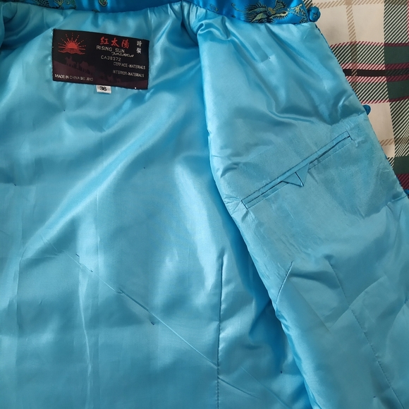 NWOT Chinese Asian Traditional Blue Satin Vest - Picture 5 of 5